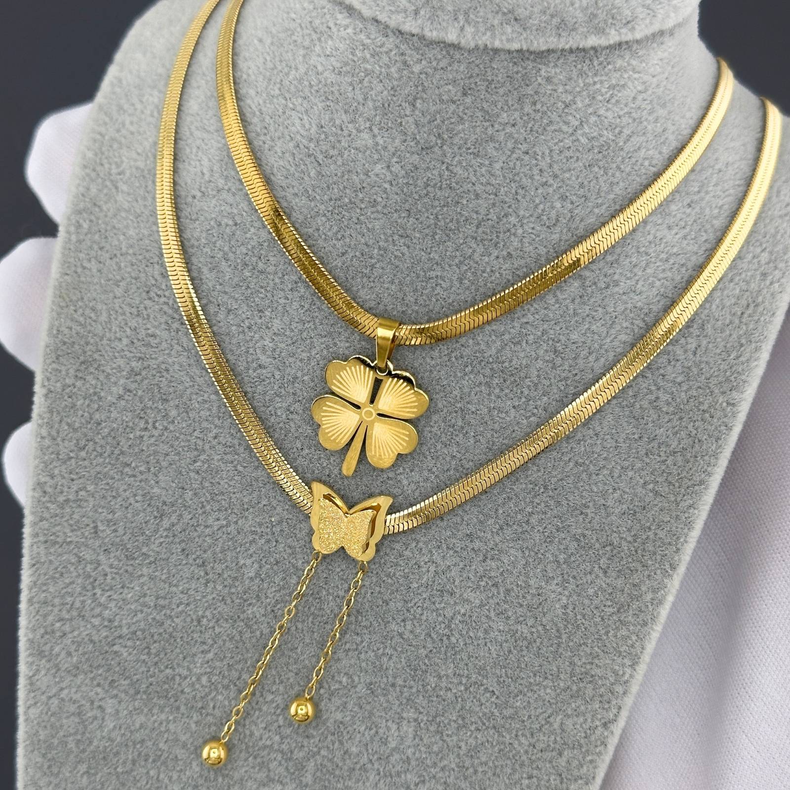 Butterfly Necklace, 18K Gold Plated Steel