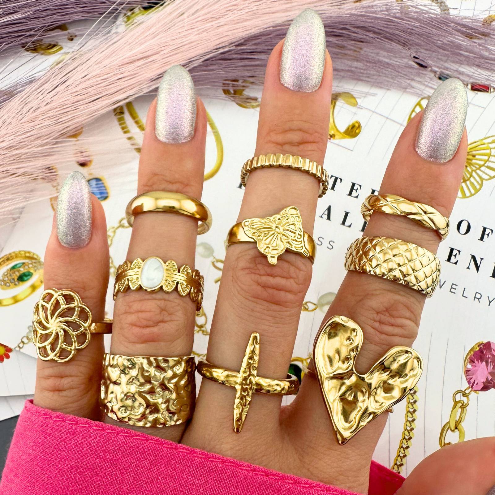 Butterfly Ring, 18K Gold Plated Steel