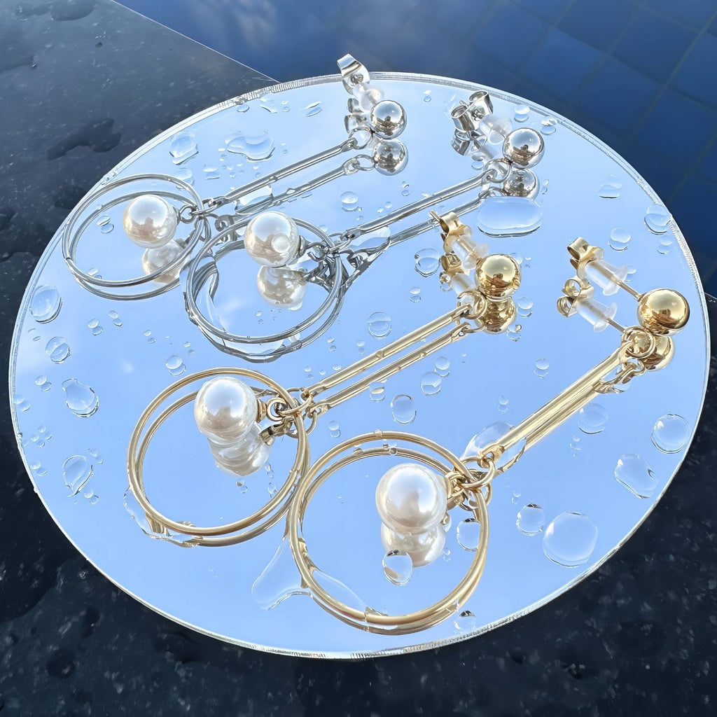 Earrings, 18K Gold Plated Steel