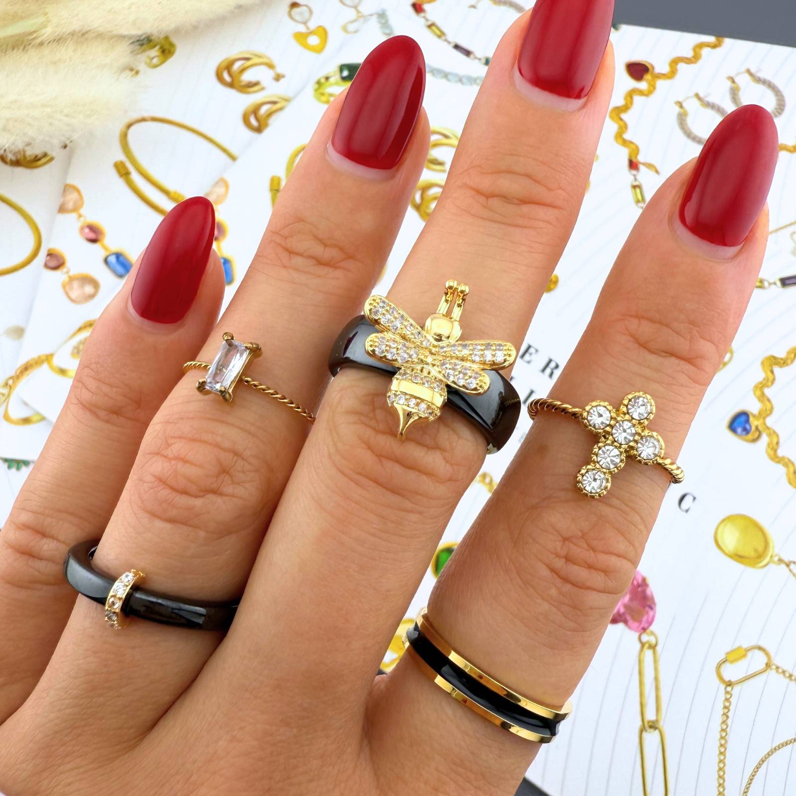 Bee Ring, 18K Gold Plated Steel