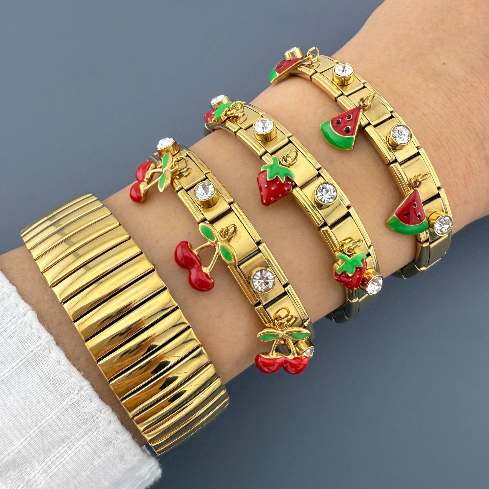 Strawberry Bracelet, 18K Gold Plated Steel