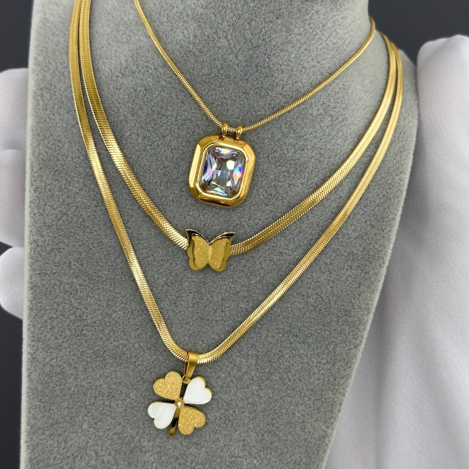 Butterfly Necklace, 18K Gold Plated Steel