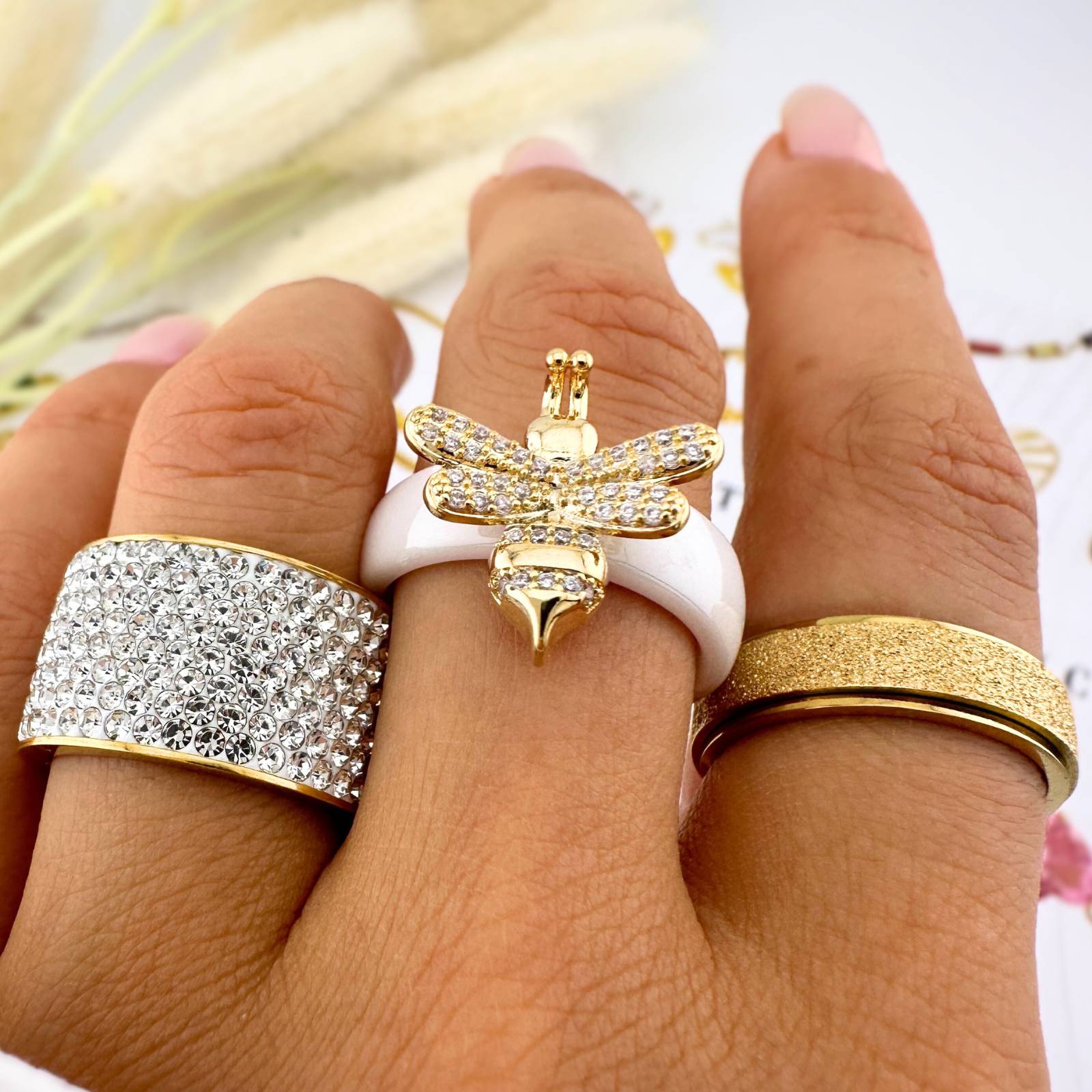 Bee Ring, 18K Gold Plated Steel