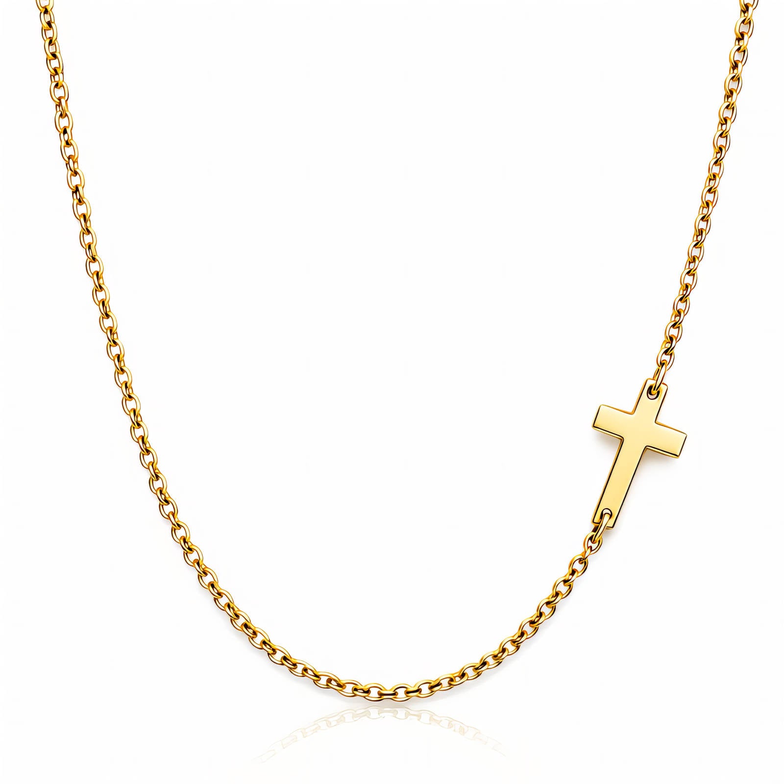 Crosses Necklace, 18K Gold Plated Steel