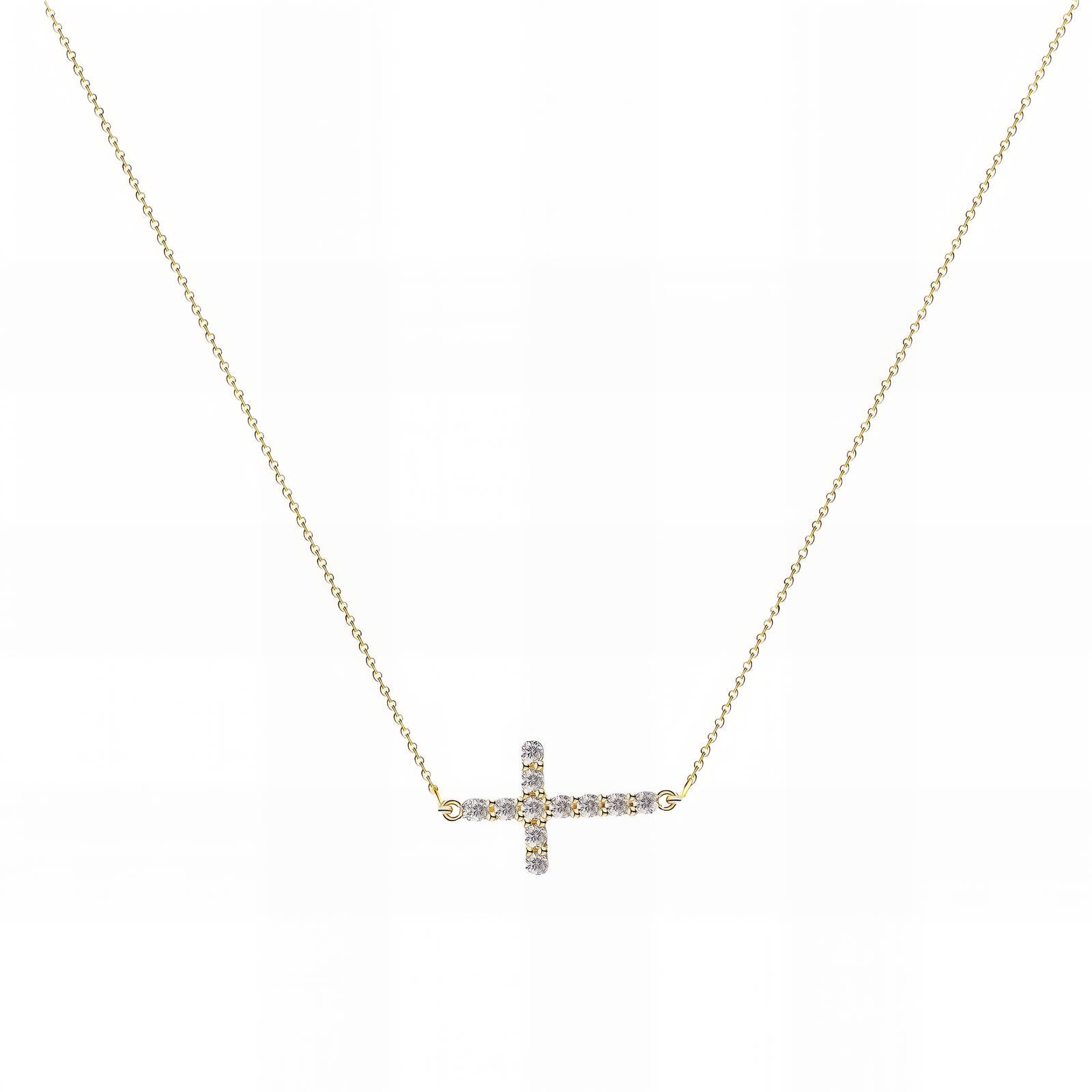 Crosses Necklace, 18K Gold Plated Steel