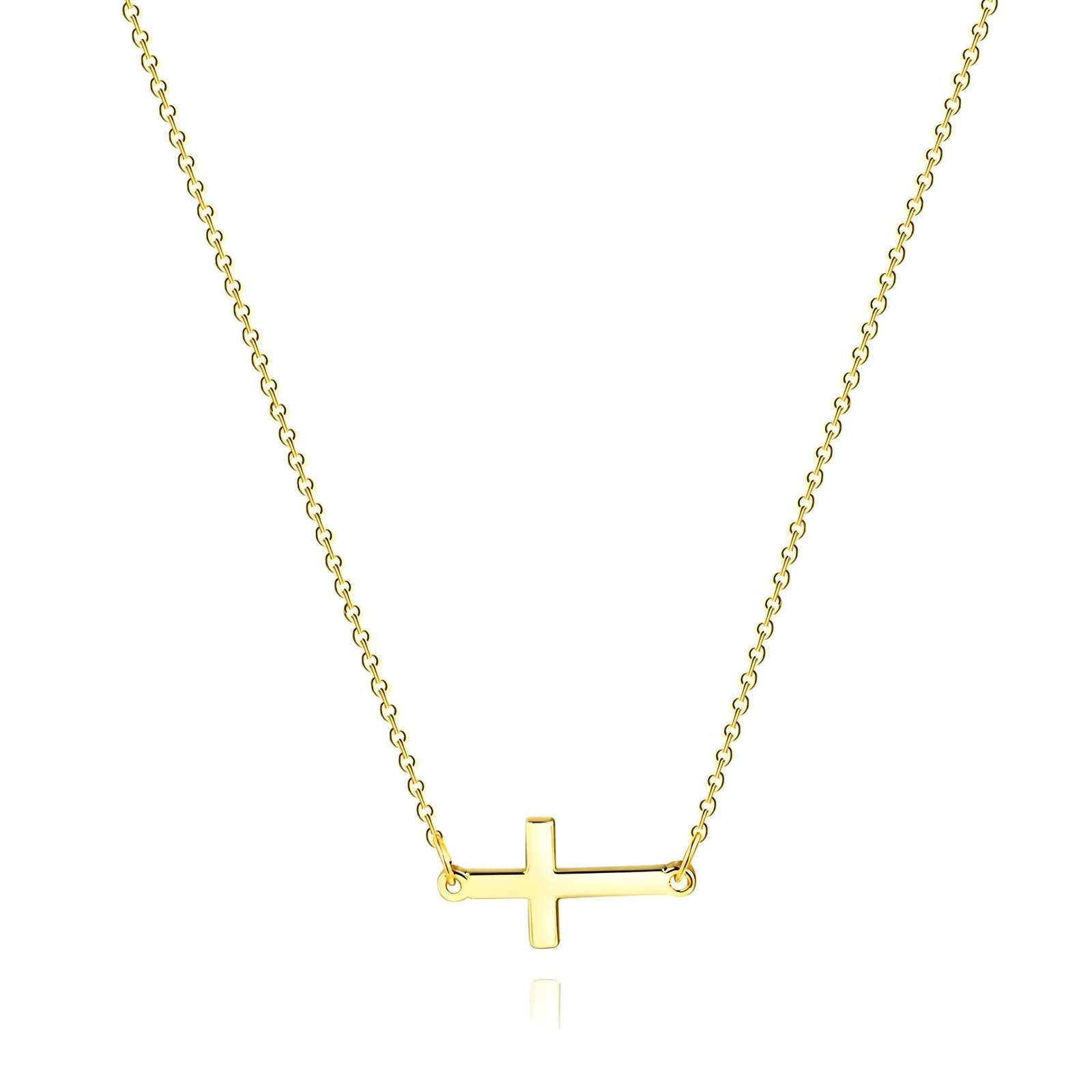 Crosses Necklace, 18K Gold Plated Steel