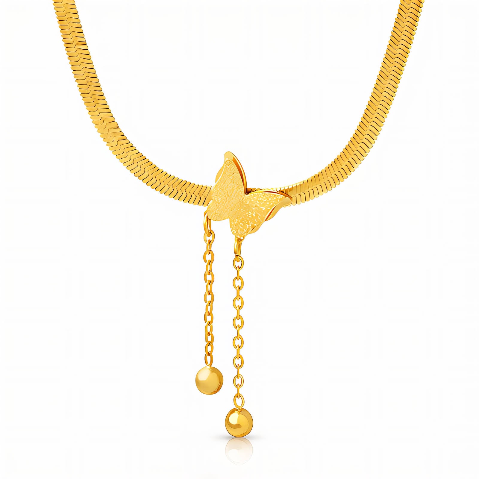 Butterfly Necklace, 18K Gold Plated Steel