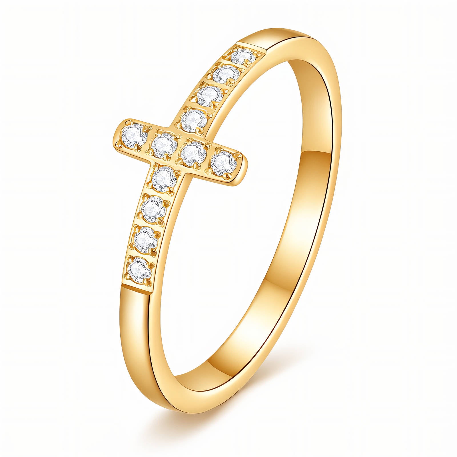 Crosses Ring, 18K Gold Plated Steel
