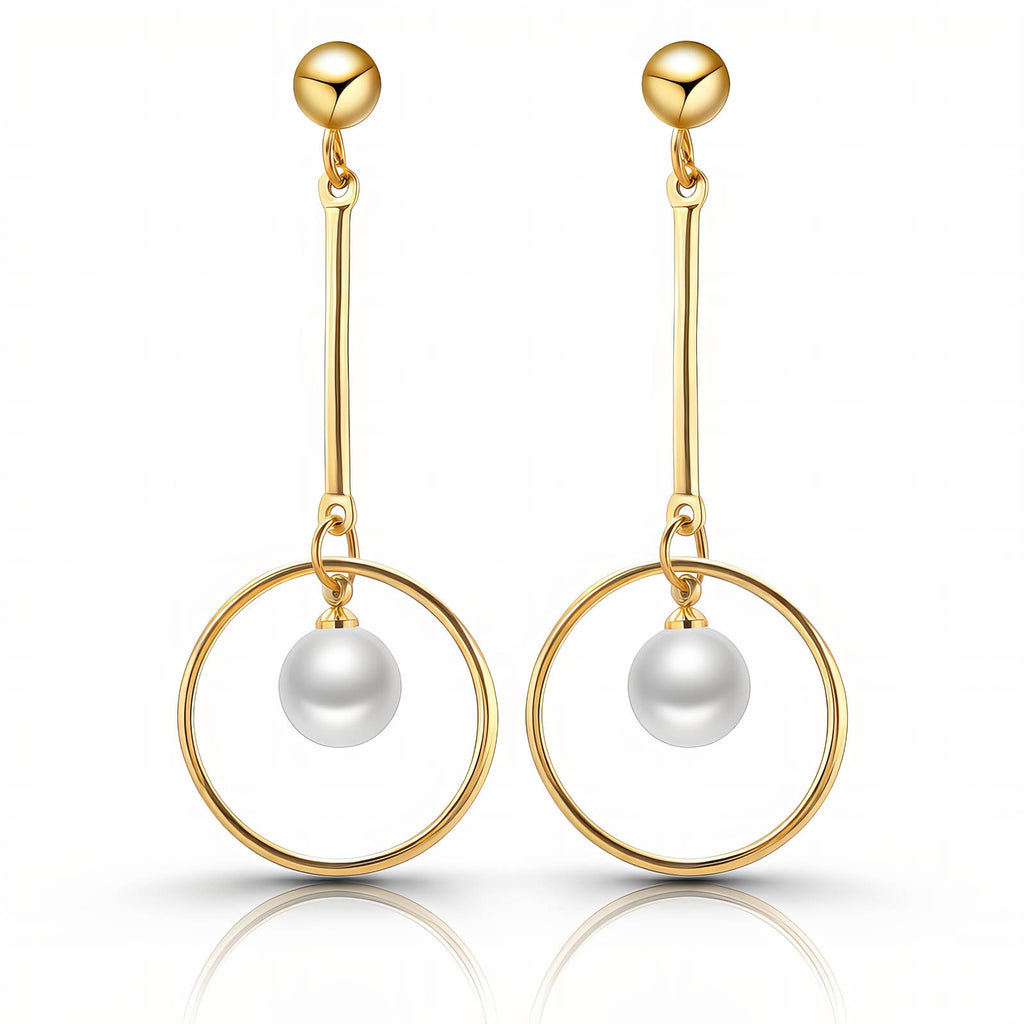 Earrings, 18K Gold Plated Steel