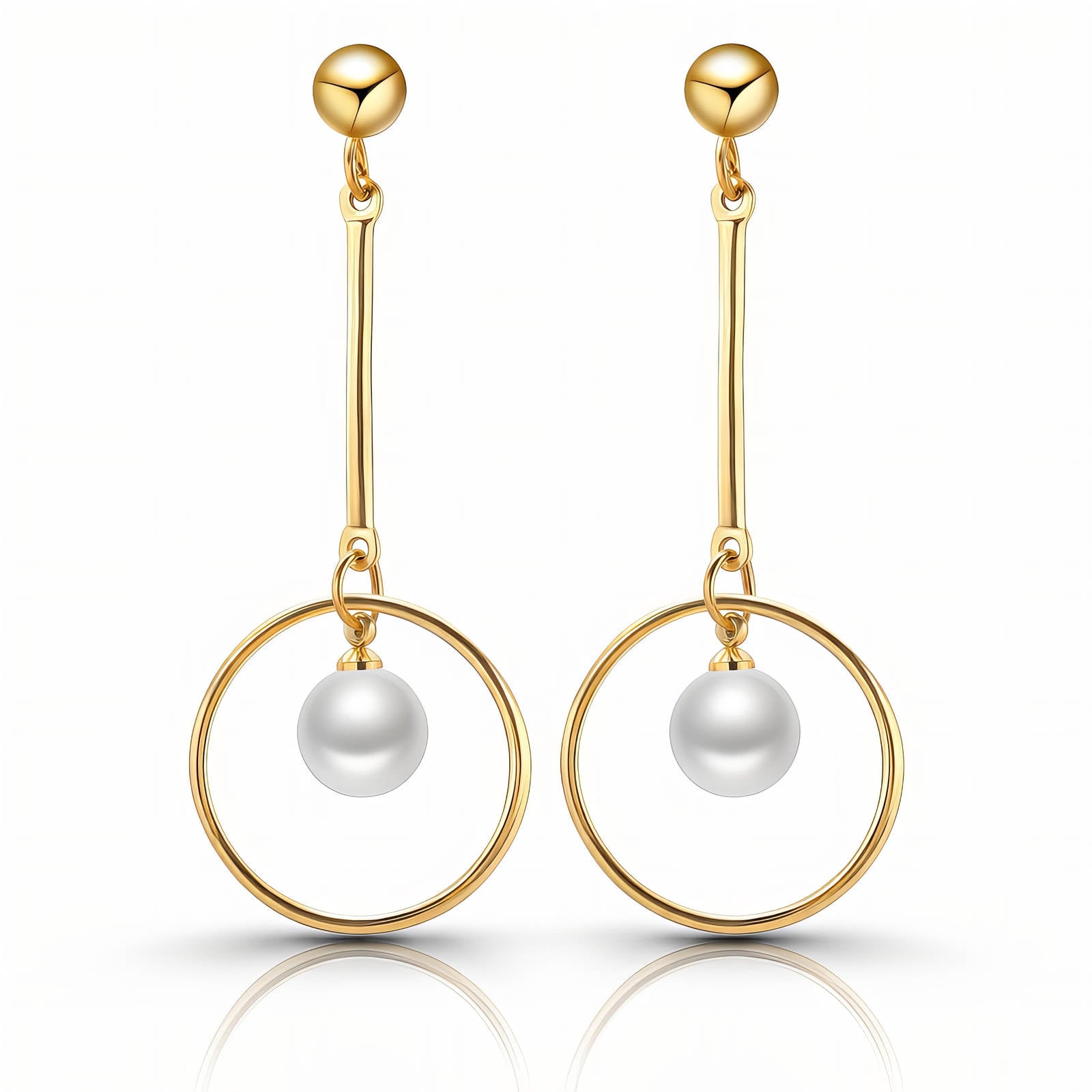 Earrings, 18K Gold Plated Steel