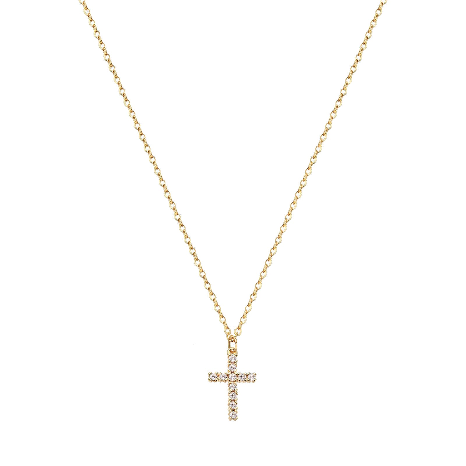 Crosses Necklace, 18K Gold Plated Steel