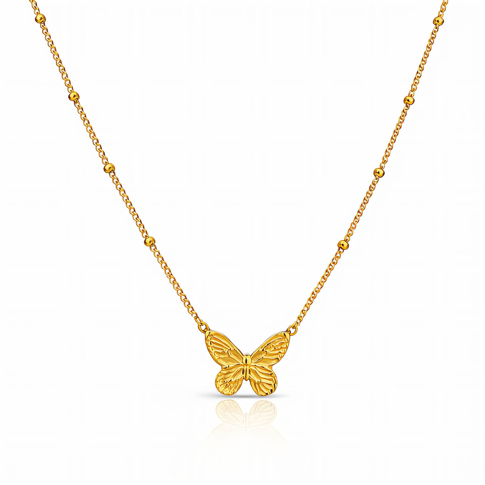 butterfly Necklace, 18K Gold Plated Steel