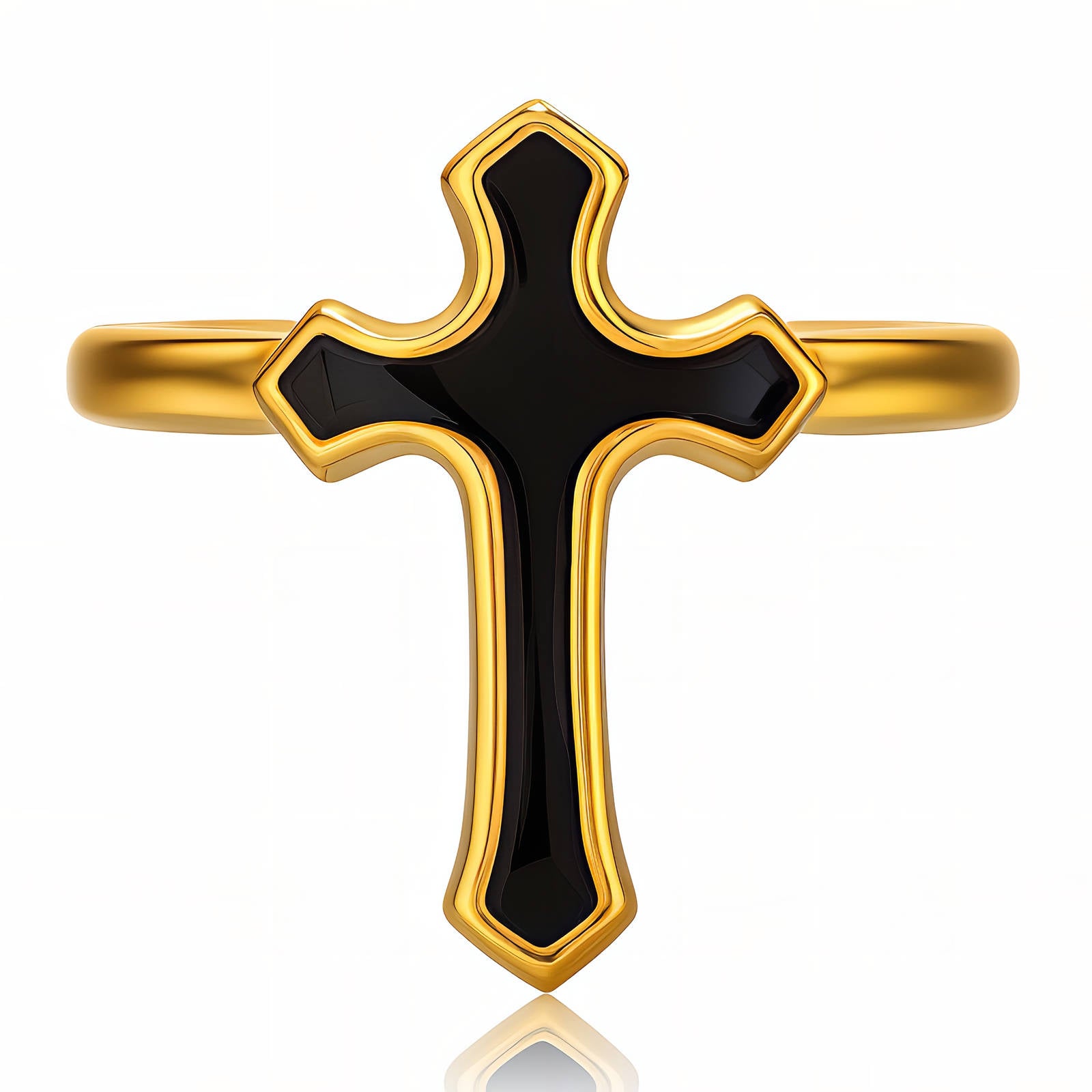 Crosses Ring, 18K Gold Plated Steel