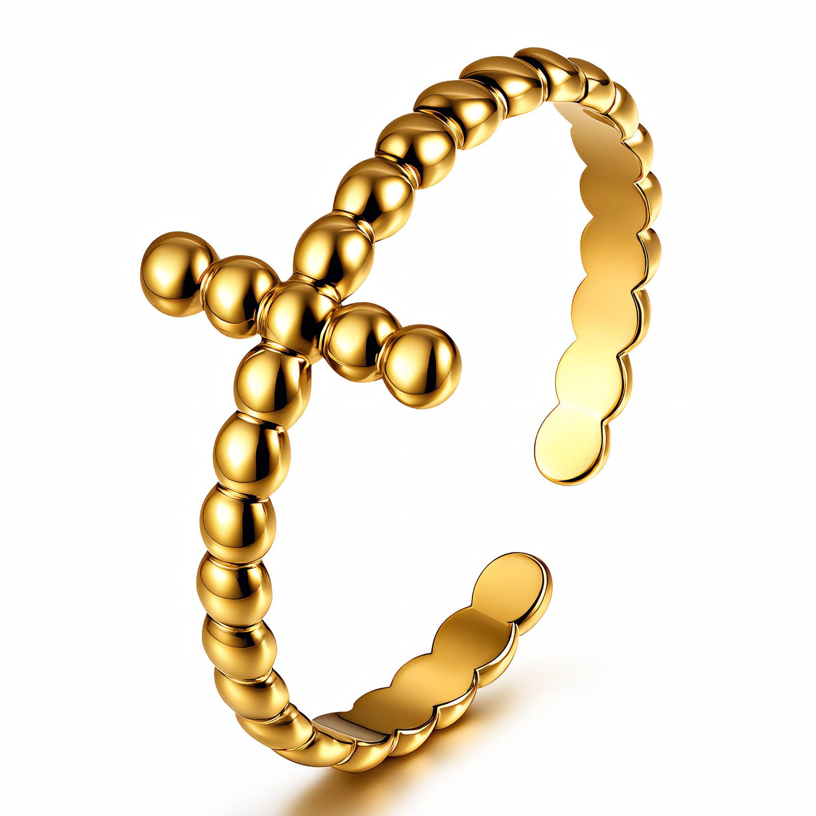 Crosses Ring, 18K Gold Plated Steel