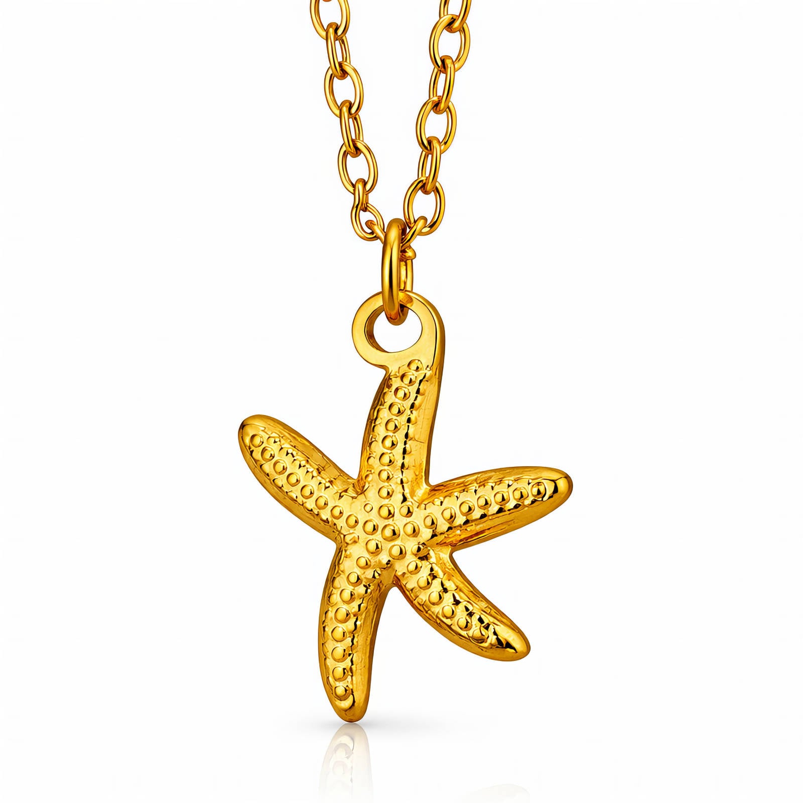 Starfish Necklace, 18K Gold Plated Steel