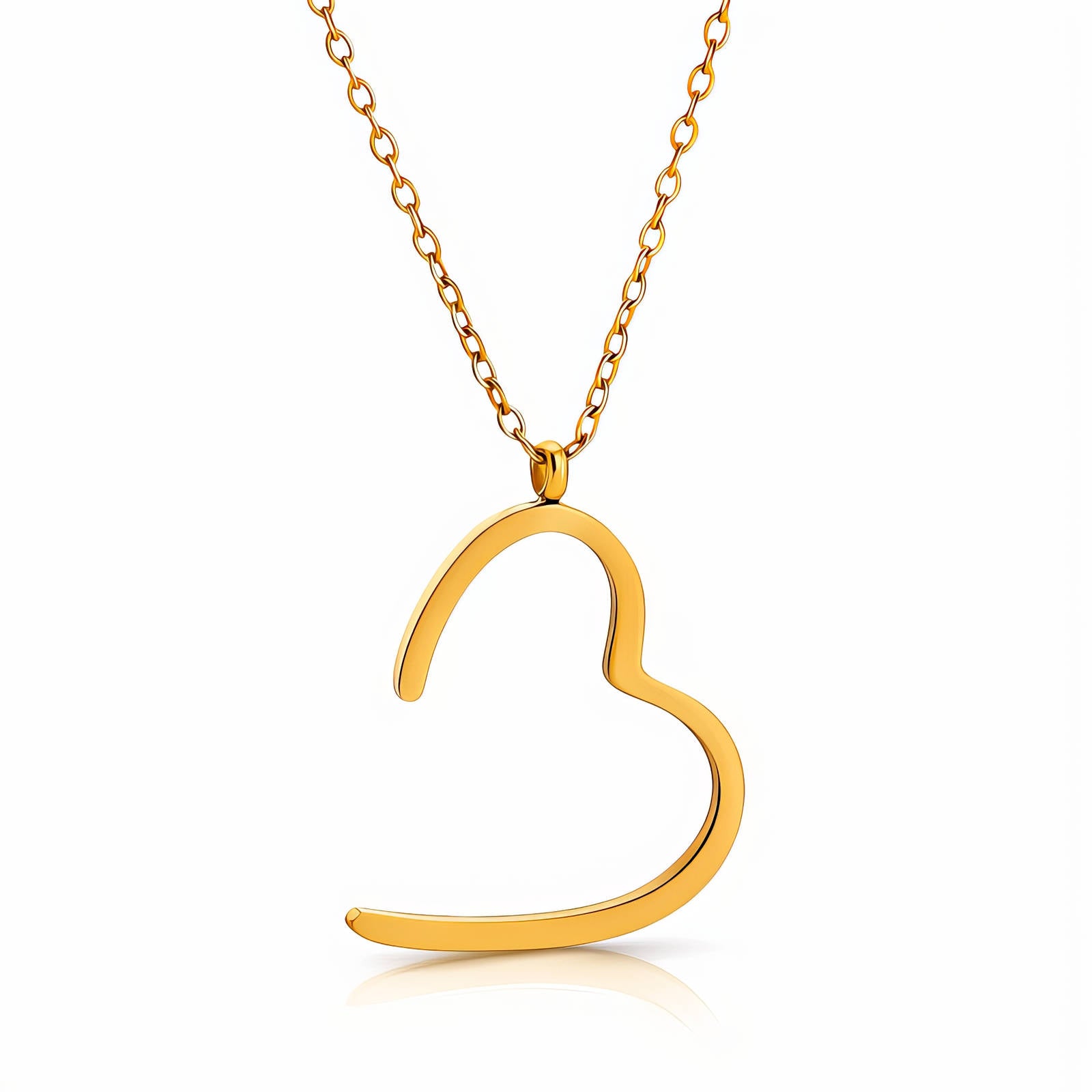 Heart Necklace, 18K Gold Plated Steel