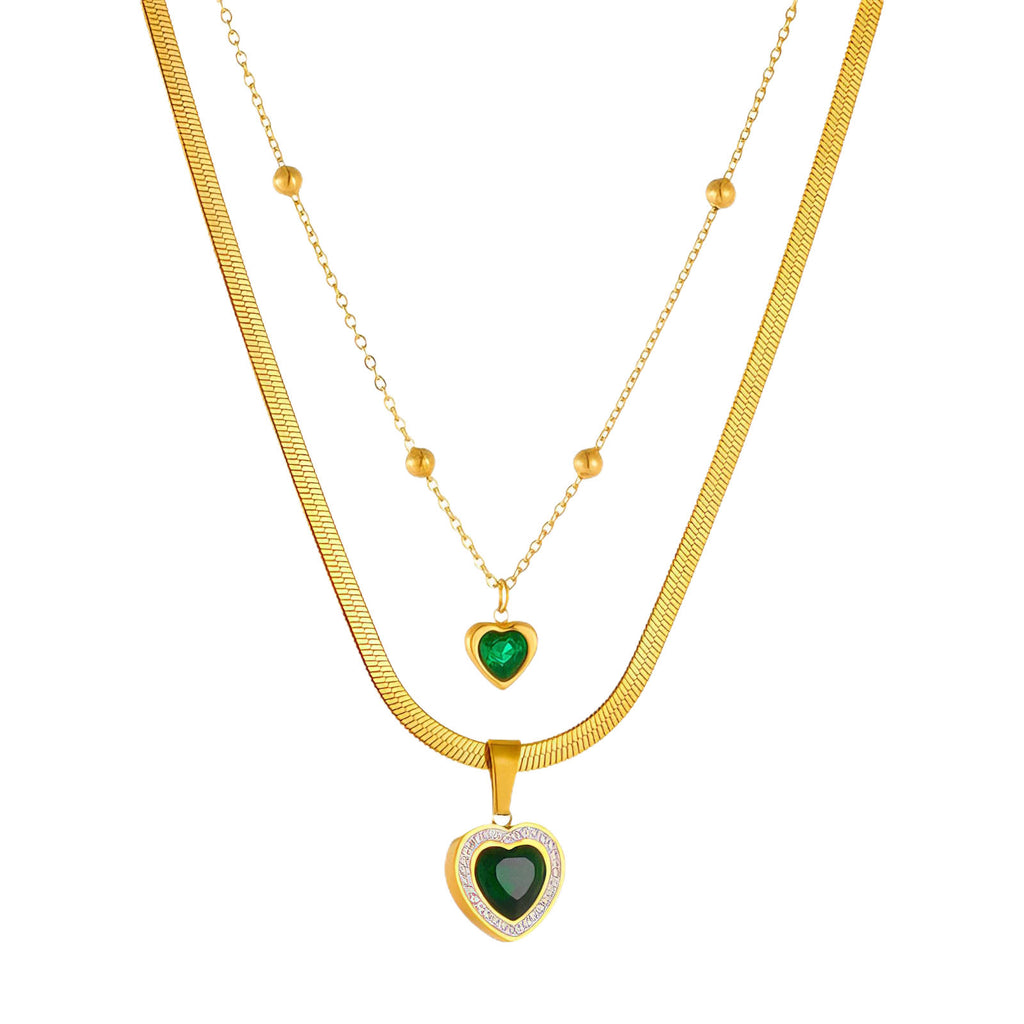 Hearts Necklace, 18K Gold Plated Steel