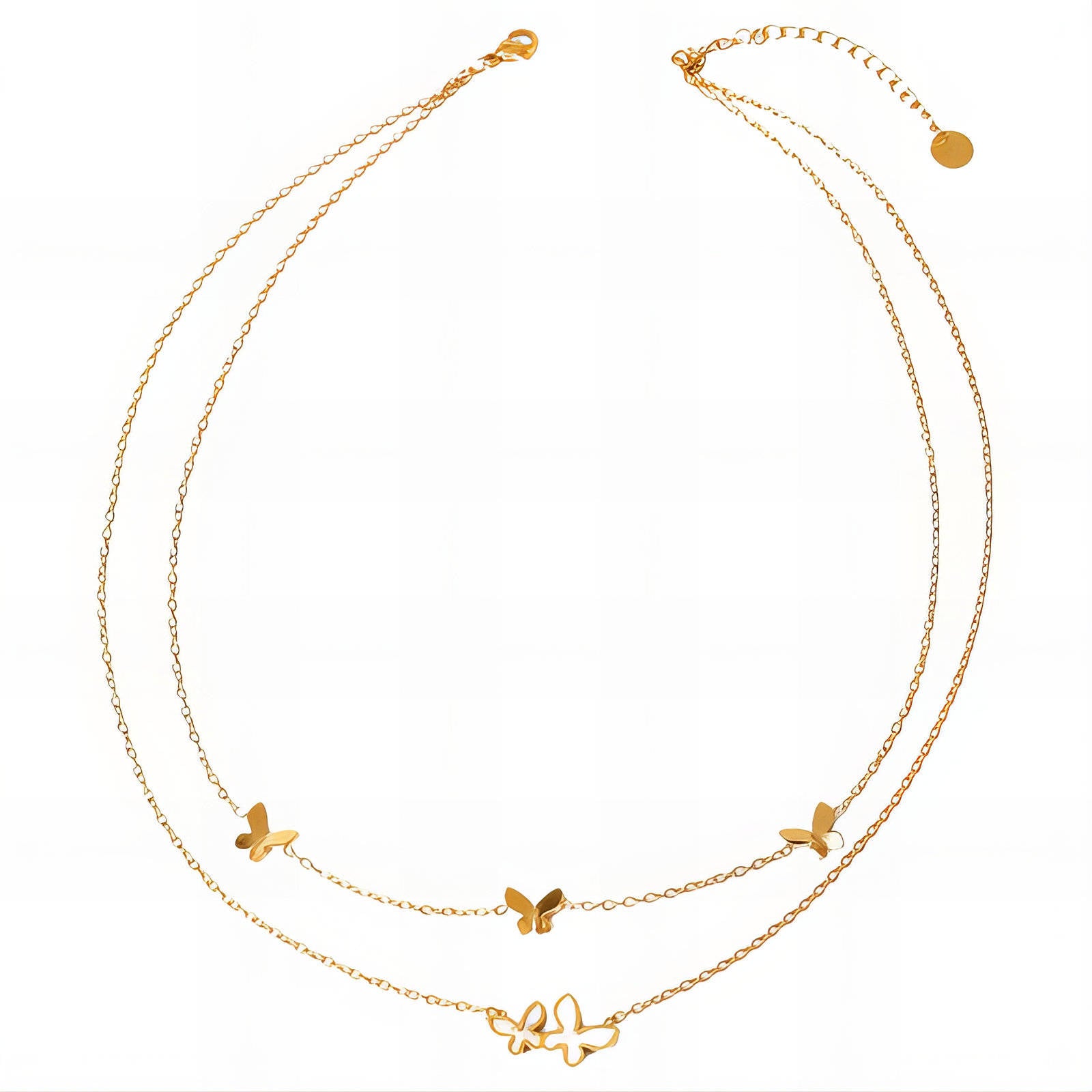 Butterflies Necklace, 18K Gold Plated Steel
