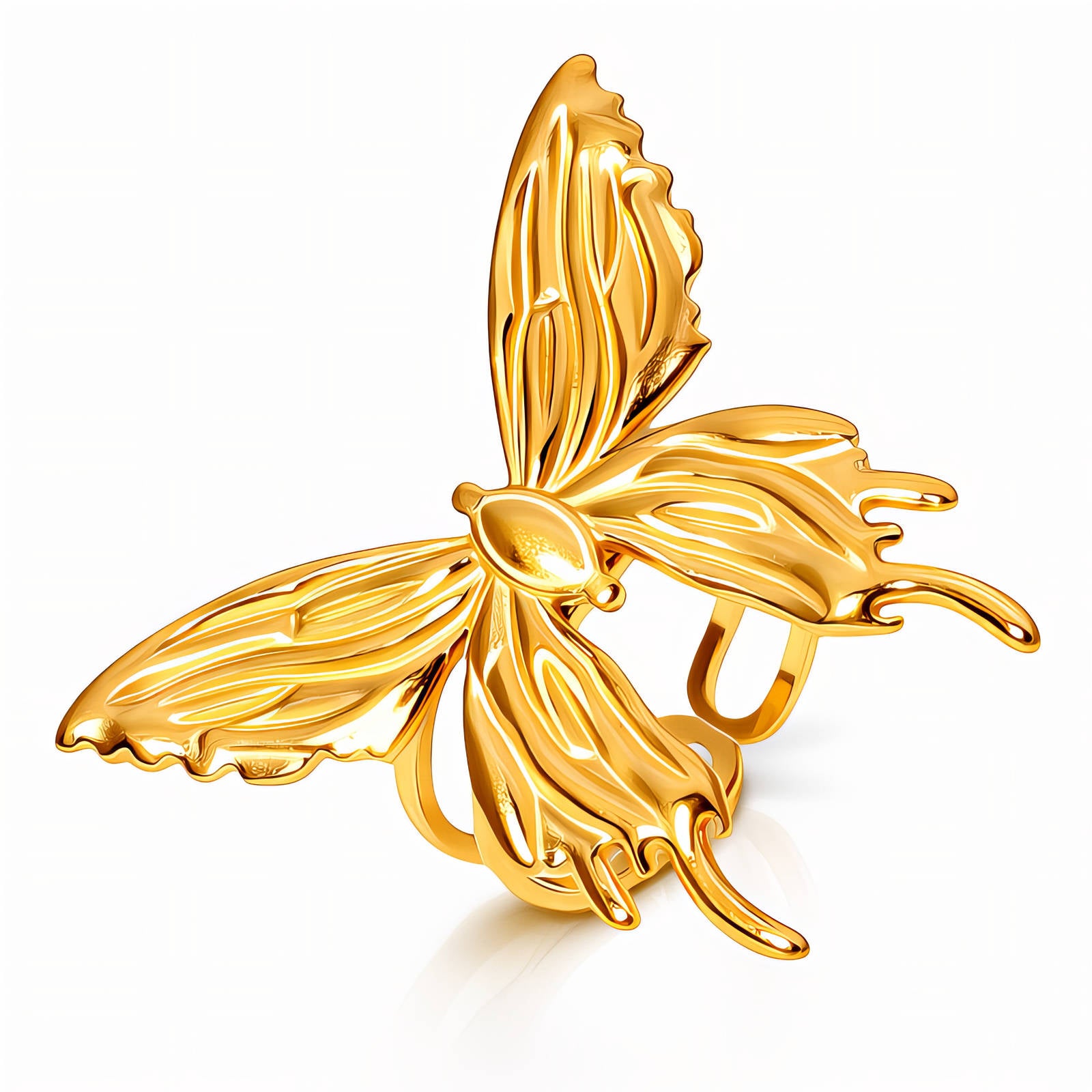 Butterfly Ring, 18K Gold Plated Steel