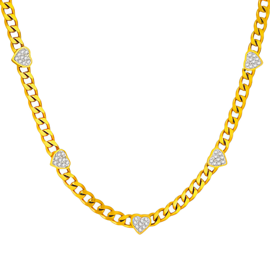 Hearts Necklace, 18K Gold Plated Steel