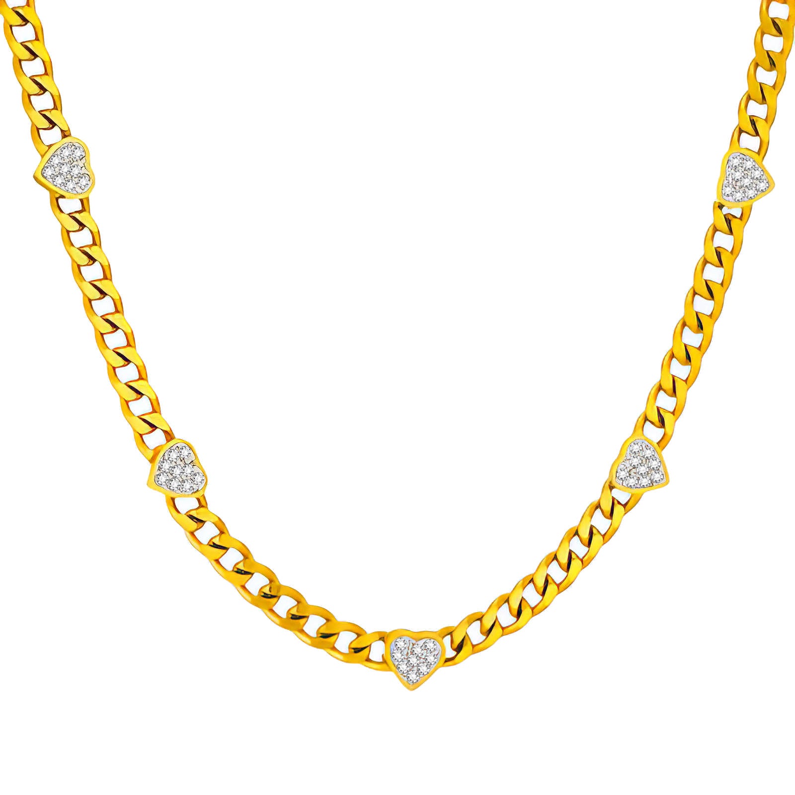 Hearts Necklace, 18K Gold Plated Steel