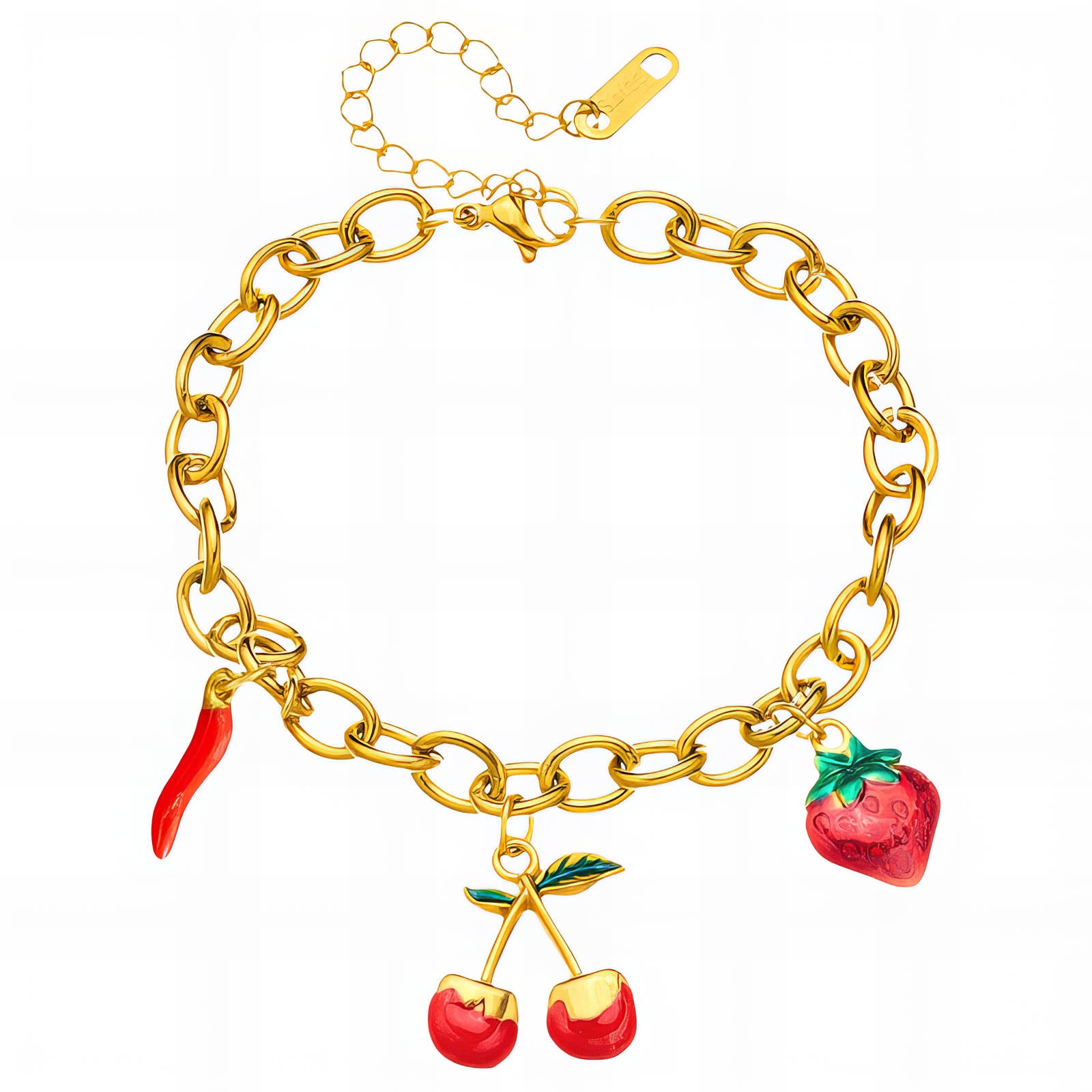 Cherry Bracelet, 18K Gold Plated Steel