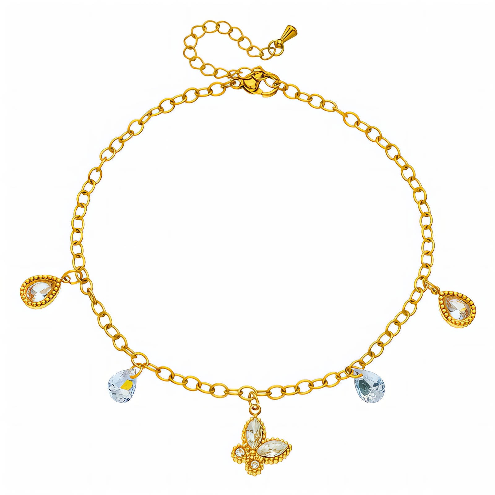 Butterfly Anklet, 18K Gold Plated Steel