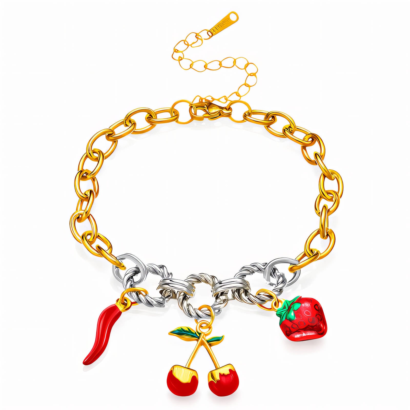 Cherry Bracelet, 18K Gold Plated Steel