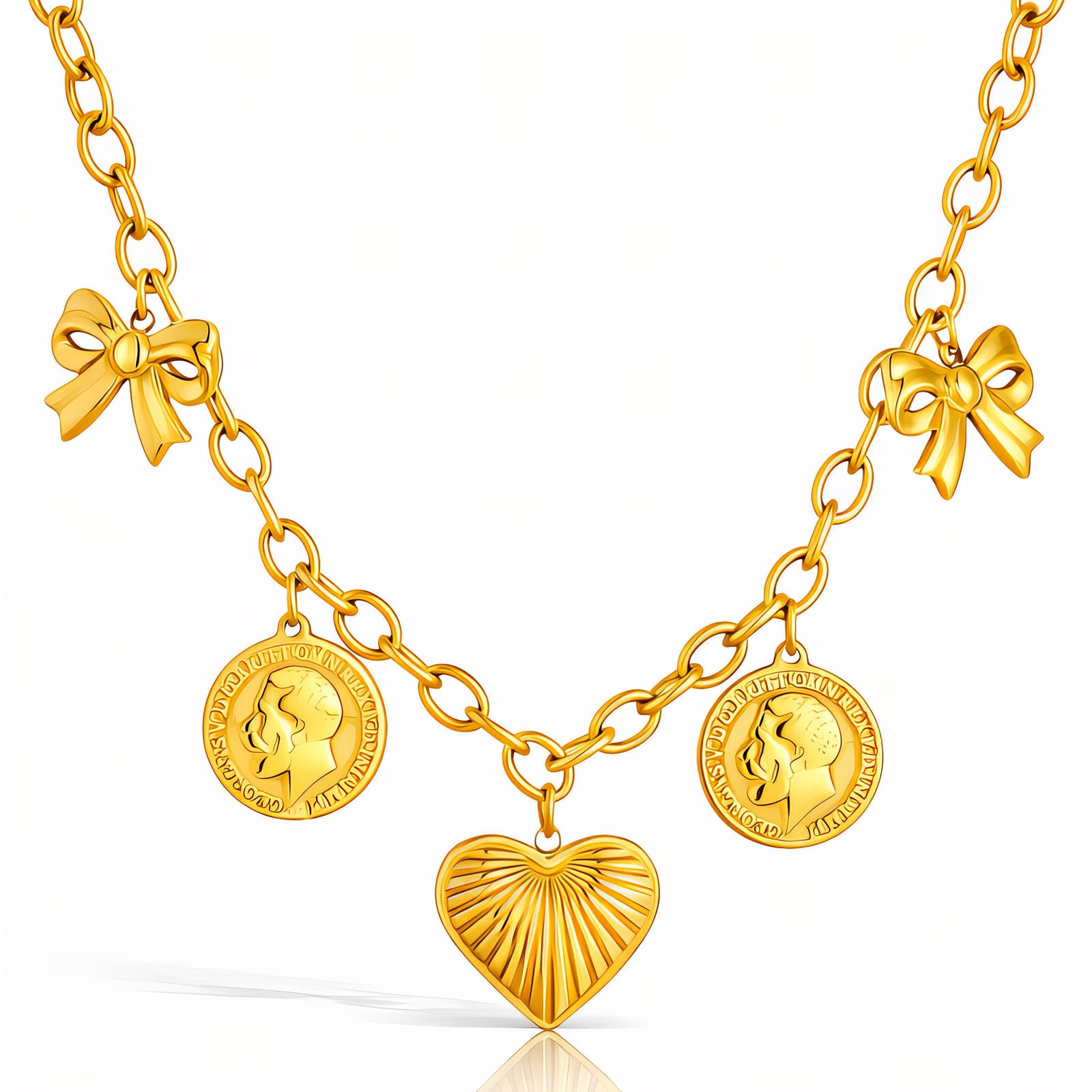 Heart Necklace, 18K Gold Plated Steel