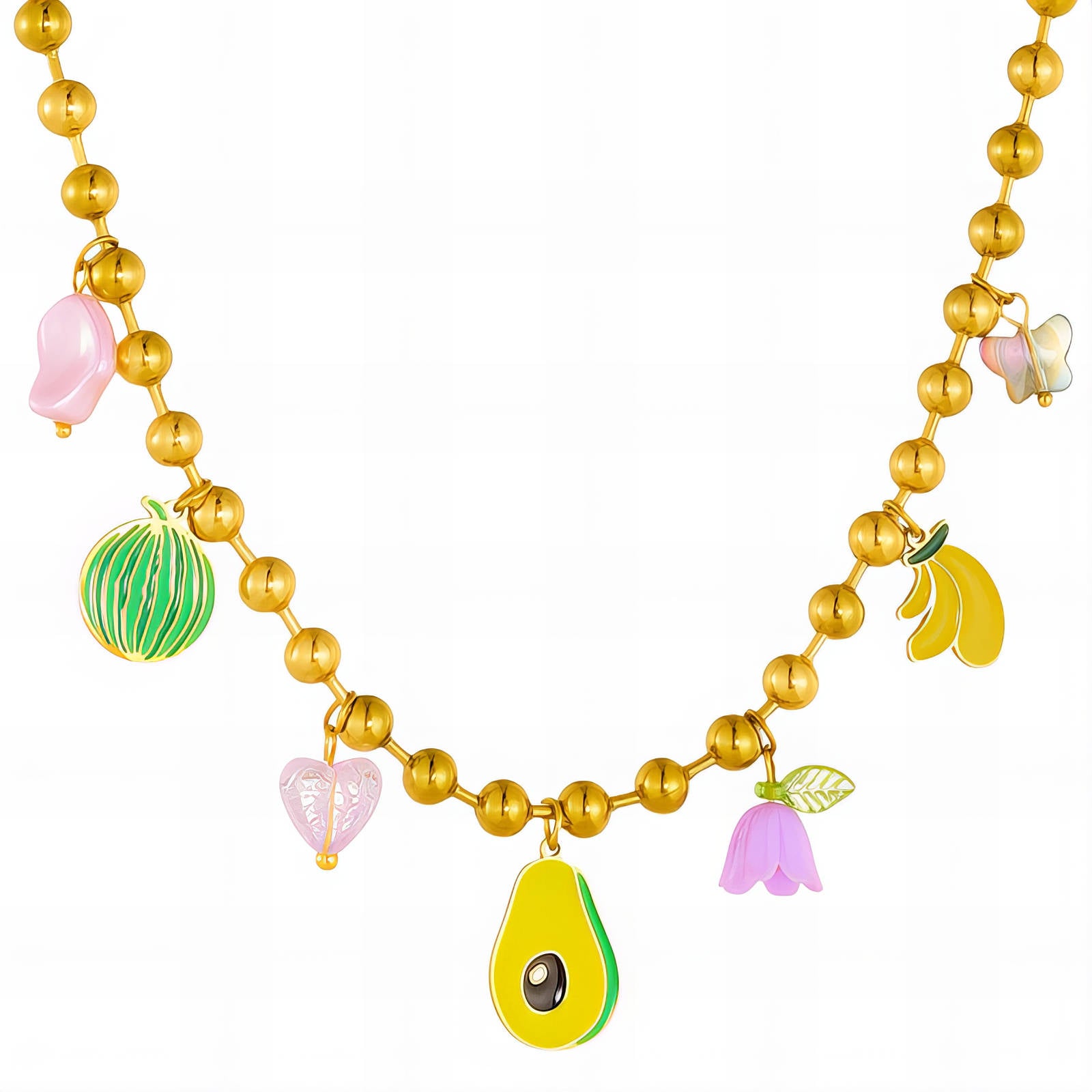 Necklace, 18K Gold Plated Steel