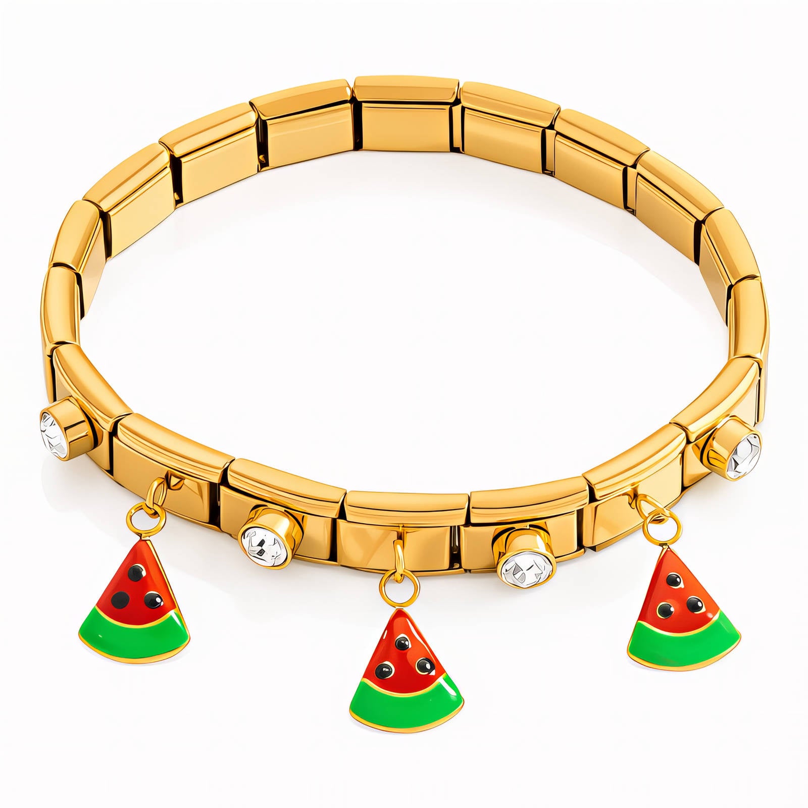 Watermelons Bracelet, 18K Gold Plated Steel