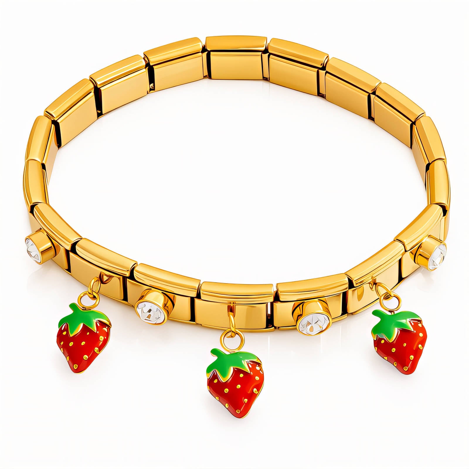 Strawberry Bracelet, 18K Gold Plated Steel