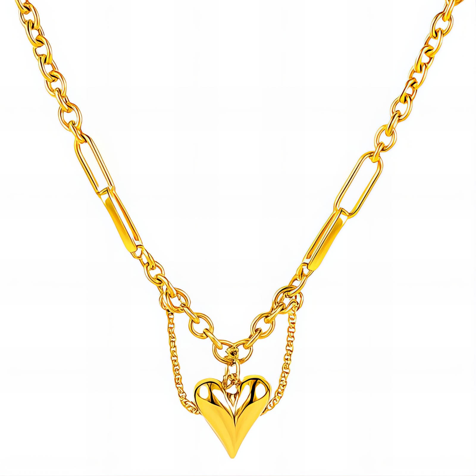 Heart Necklace, 18K Gold Plated Steel
