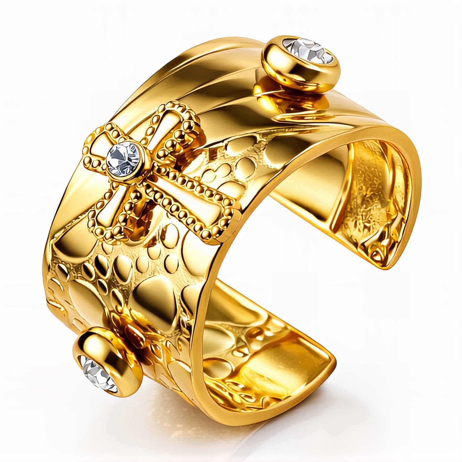 Crosse Ring, 18K Gold Plated Steel