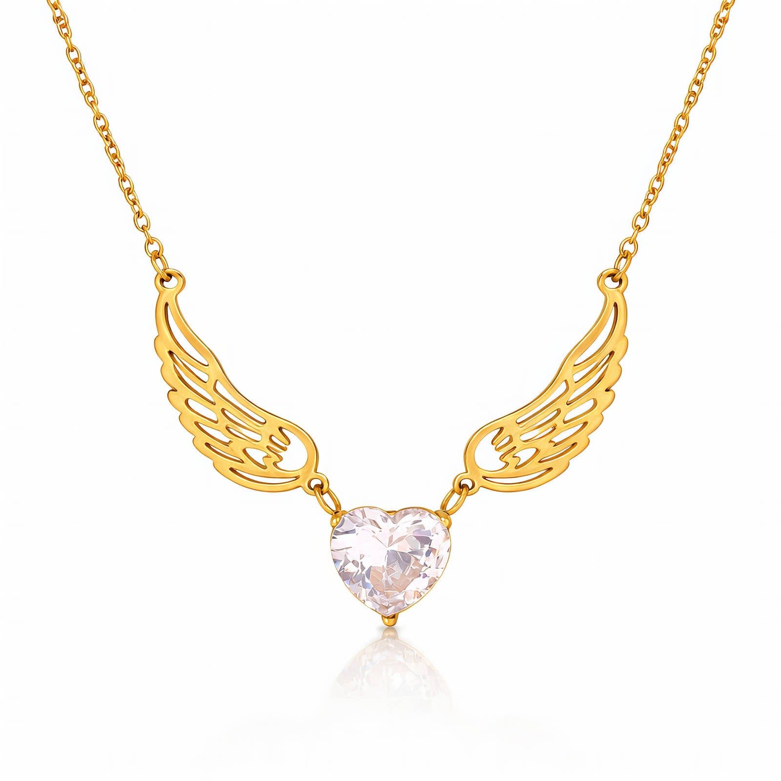 Heart Necklace, 18K Gold Plated Steel