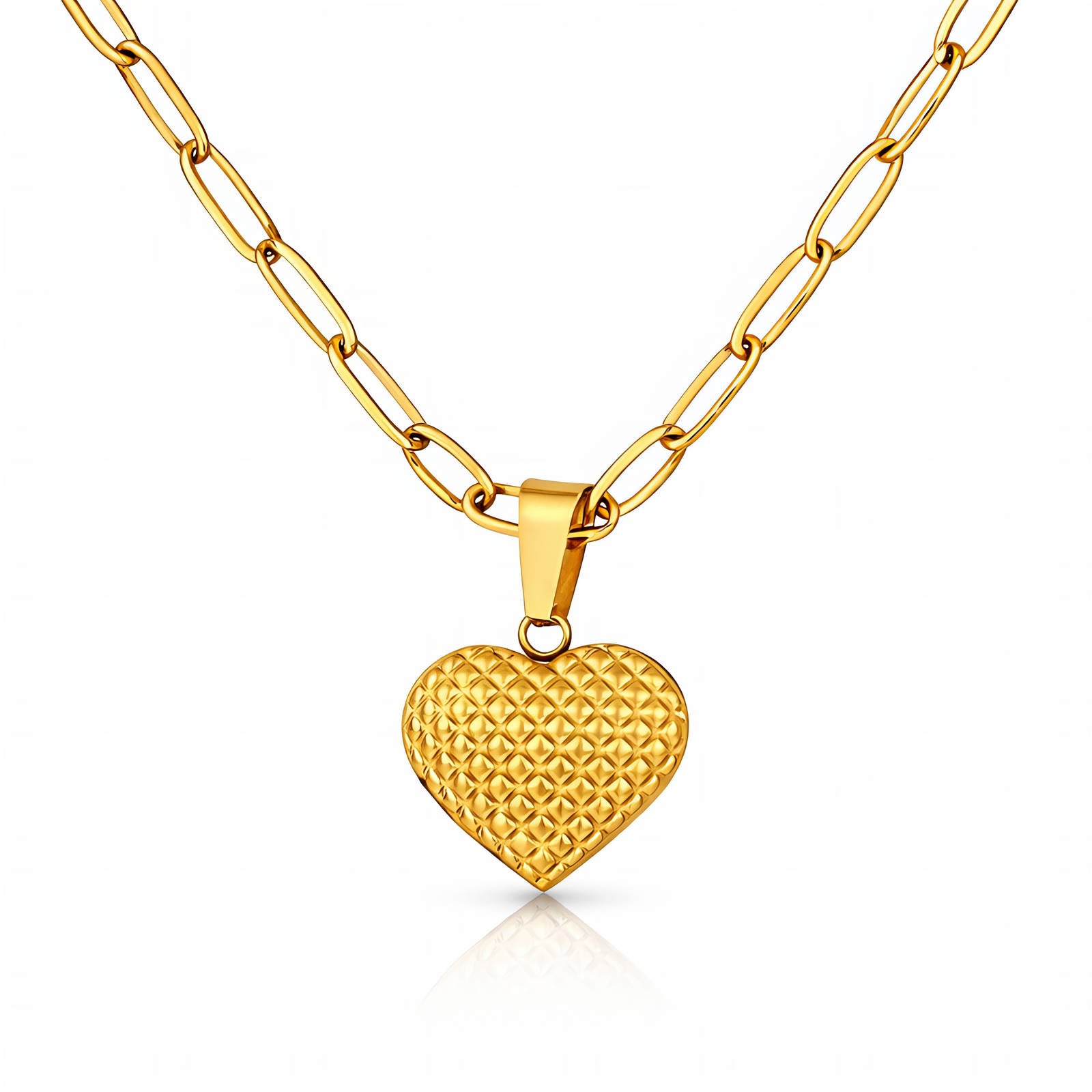 Heart Necklace, 18K Gold Plated Steel