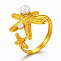 Starfish Ring, 18K Gold Plated Steel