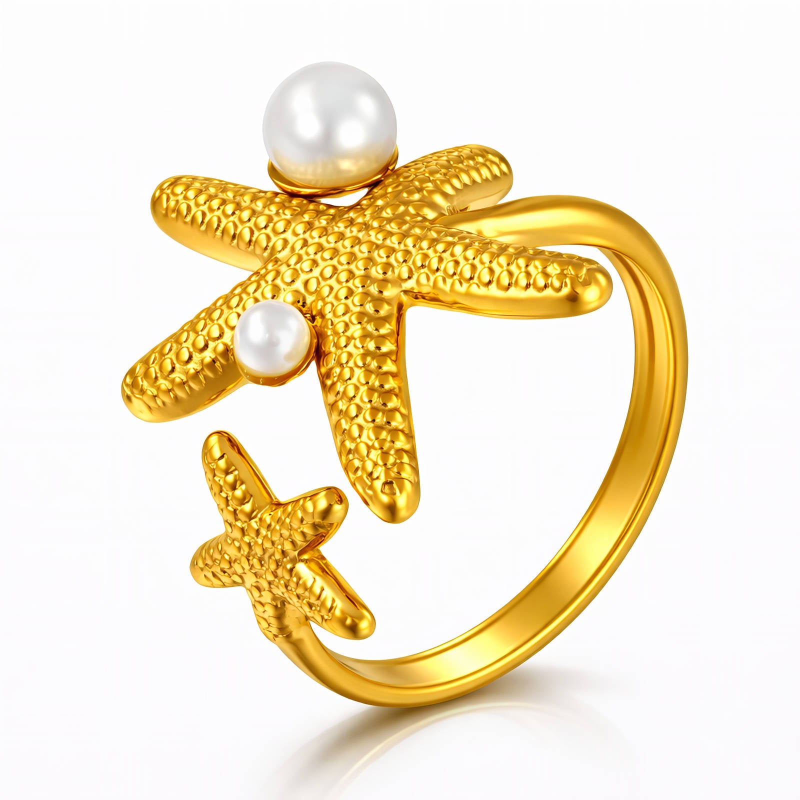 Starfish Ring, 18K Gold Plated Steel