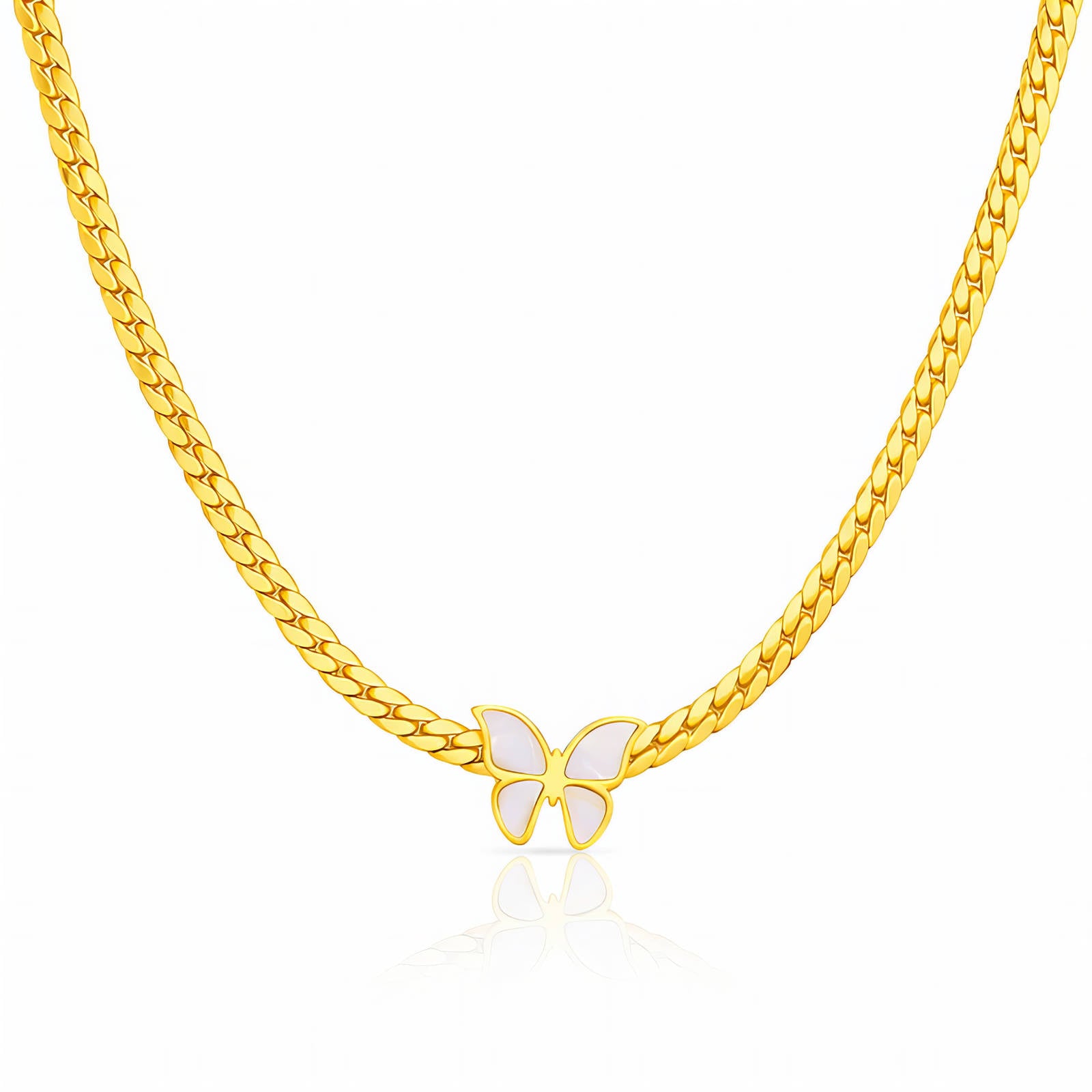 Butterflie Necklace, 18K Gold Plated Steel