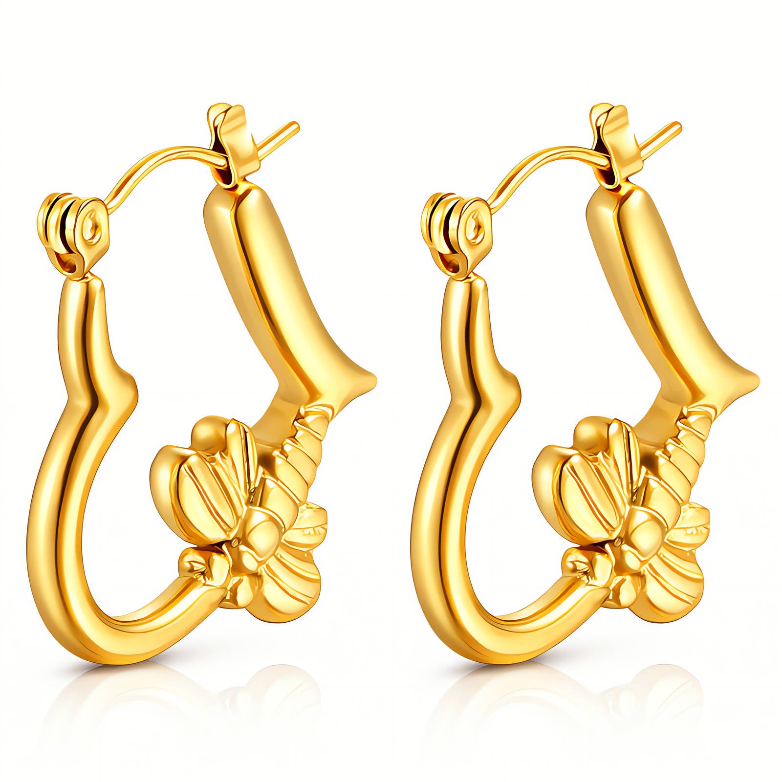 Bees Earrings, 18K Gold Plated Steel