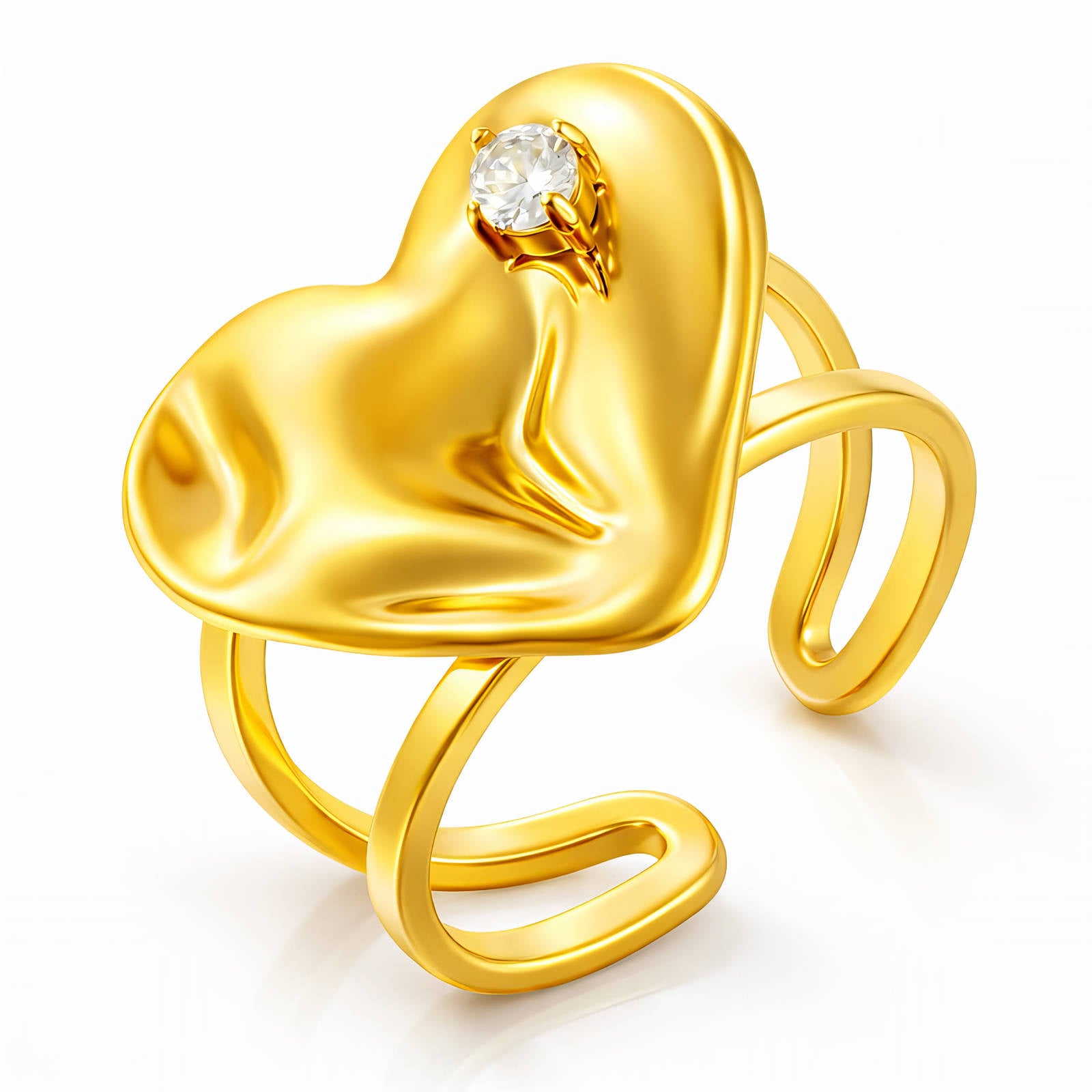 Heart Ring, 18K Gold Plated Steel