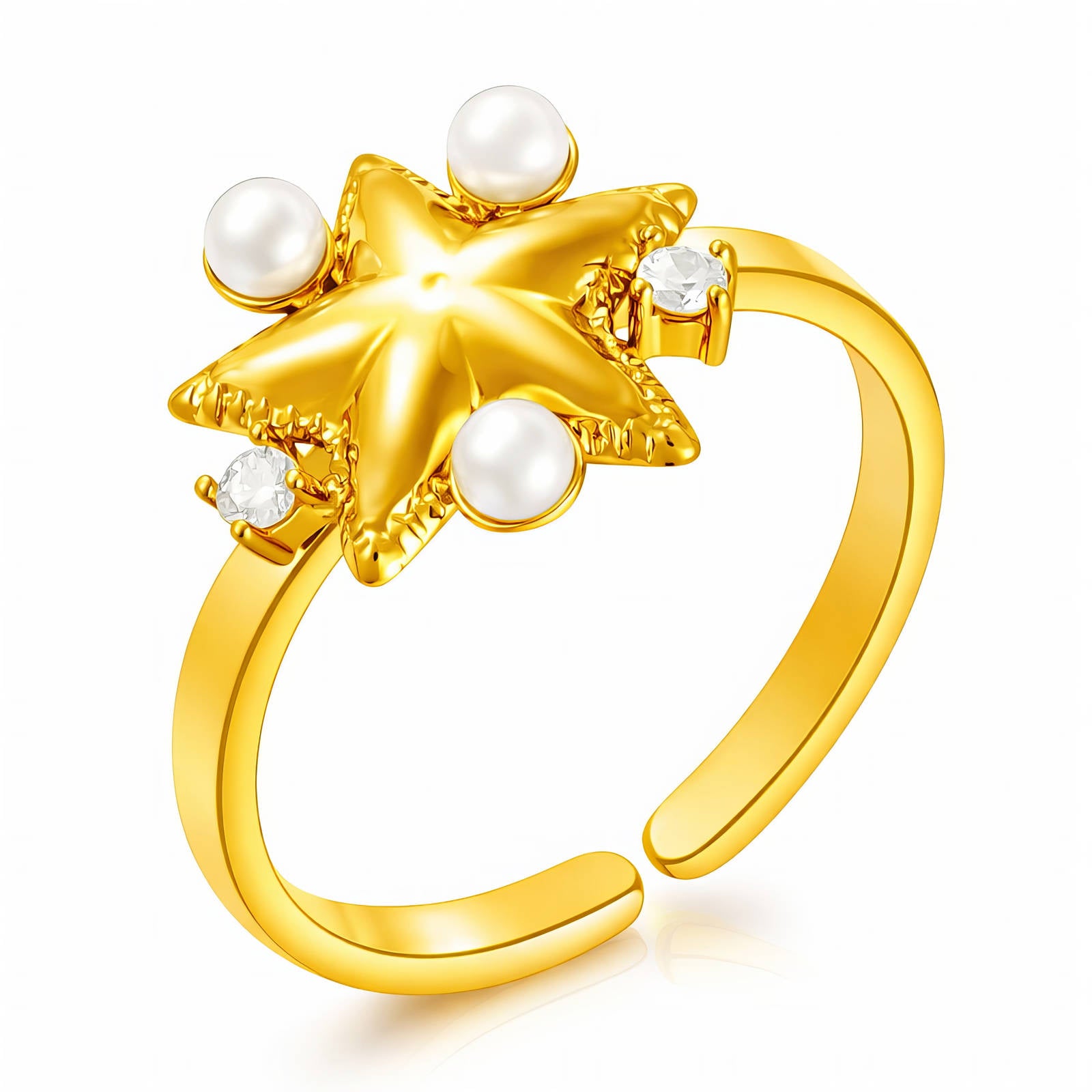 Star Ring, 18K Gold Plated Steel