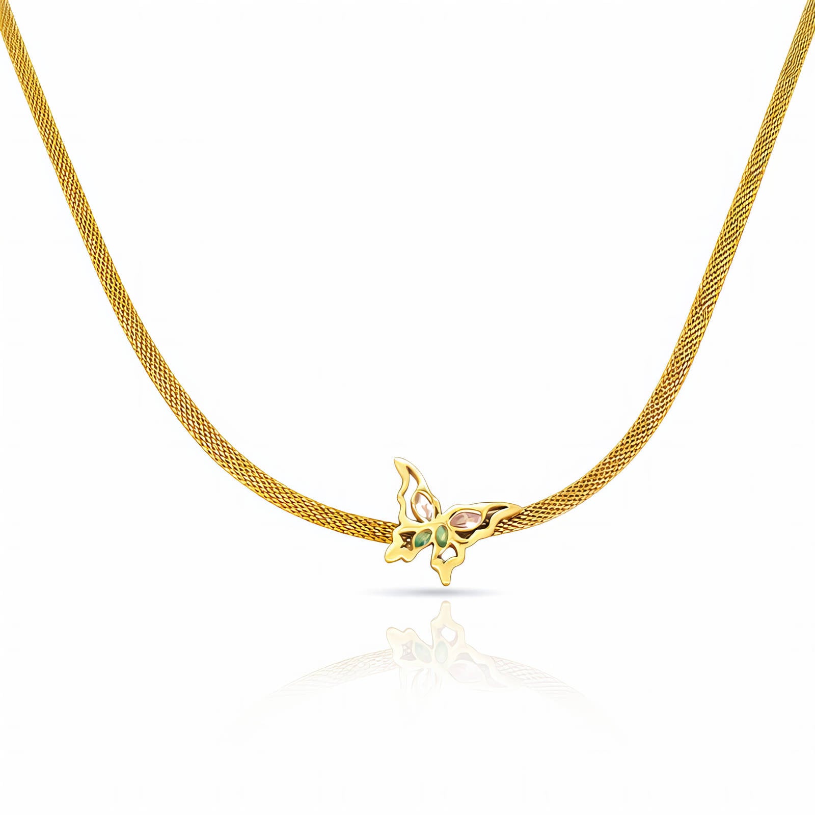 Butterfly Necklace, 18K Gold Plated Steel
