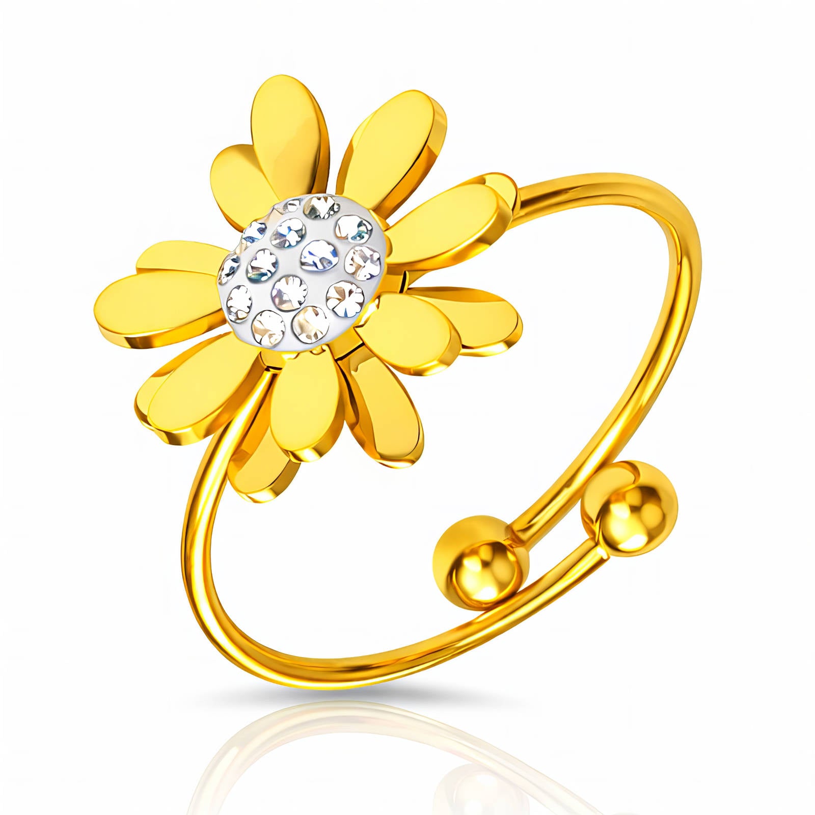 Flower Ring, 18K Gold Plated Steel