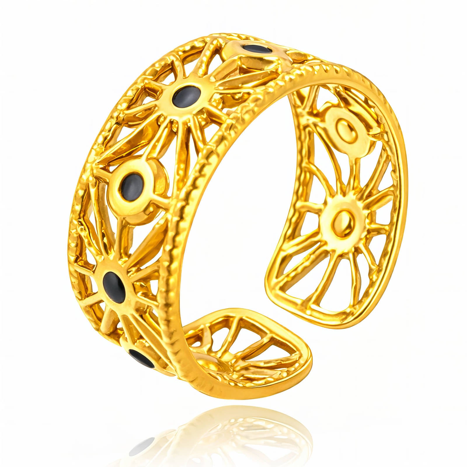 Sun Ring, 18K Gold Plated Steel