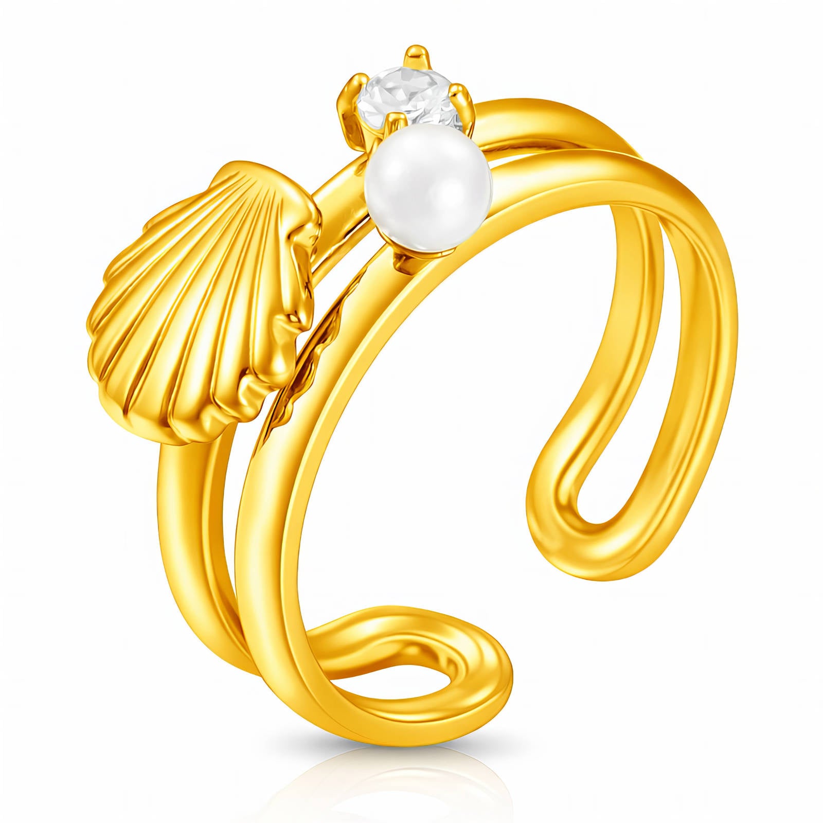 Seashell Ring, 18K Gold Plated Steel