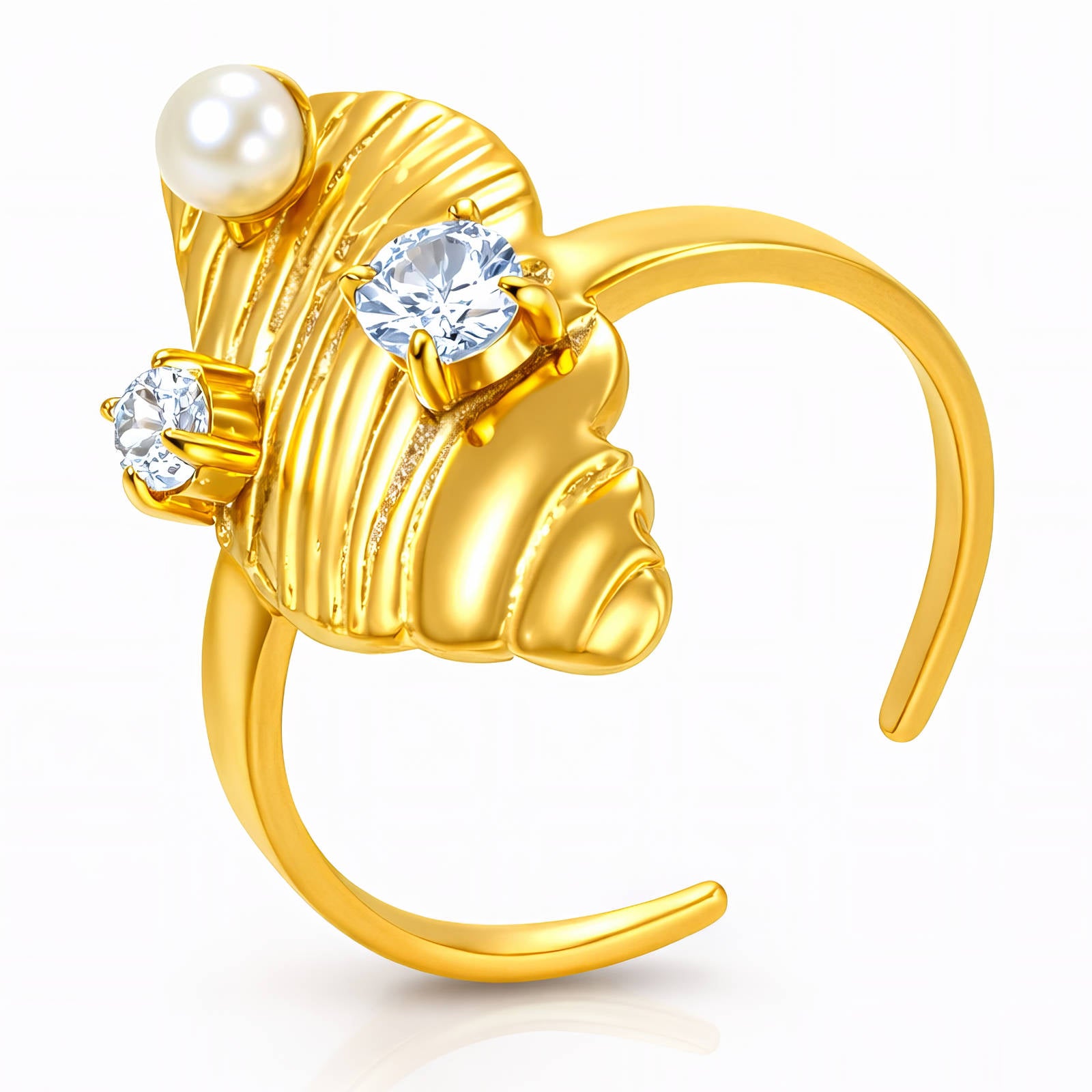 Seashell Ring, 18K Gold Plated Steel