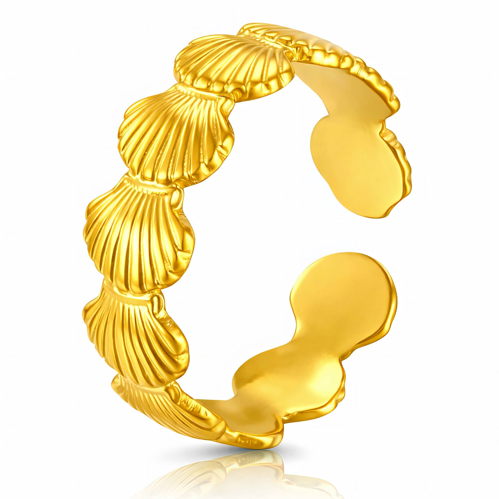Seashells Ring, 18K Gold Plated Steel