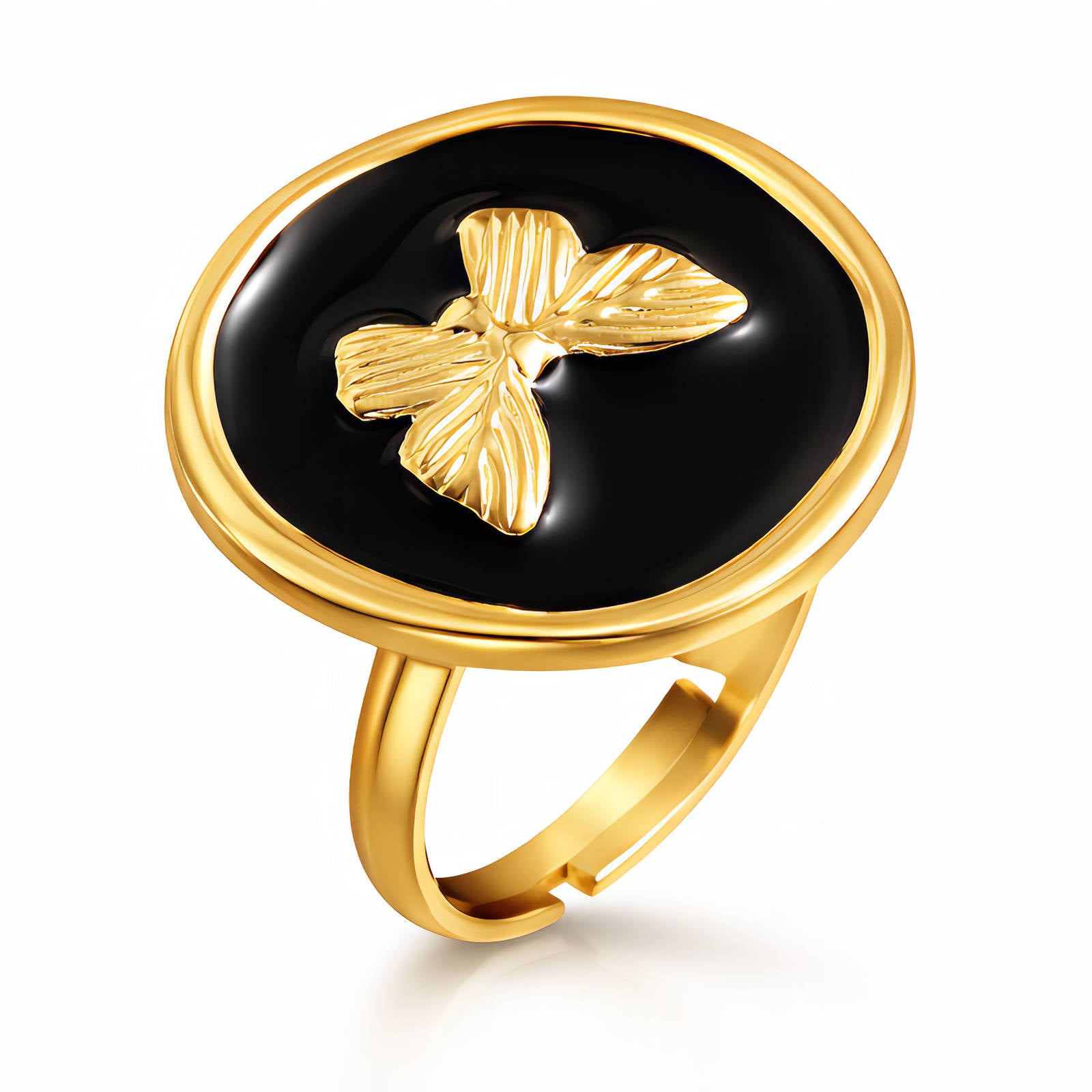 Butterflie Ring, 18K Gold Plated Steel