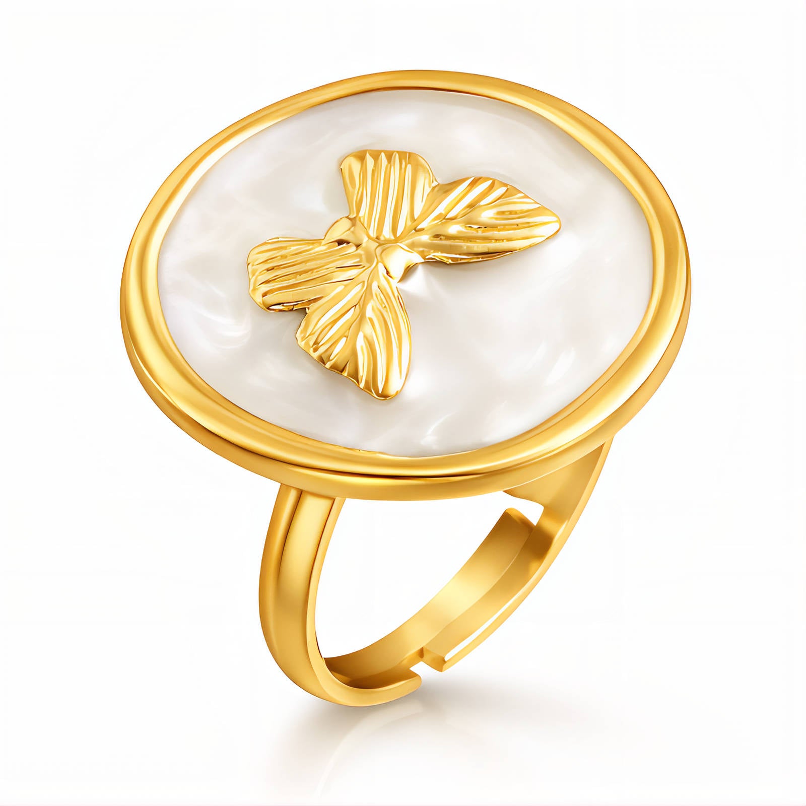 Butterflie Ring, 18K Gold Plated Steel